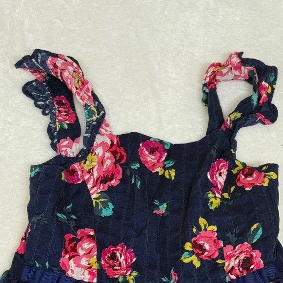 Floral Kids Dress with Ruffle Straps - Picture 4 of 7